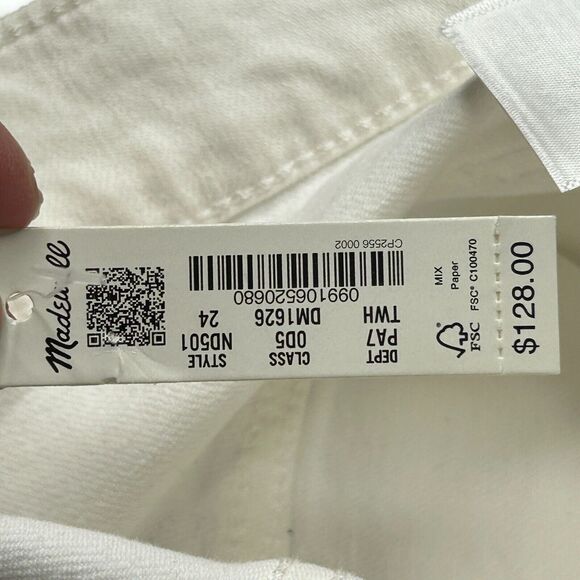 Madewell The Perfect Vintage Jean Straight Leg High Rise White Women's 24 NWD - Picture 13 of 13